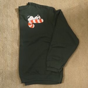 Unisex Peanuts Dark Green Crewneck Sweatshirt And Sweatpants